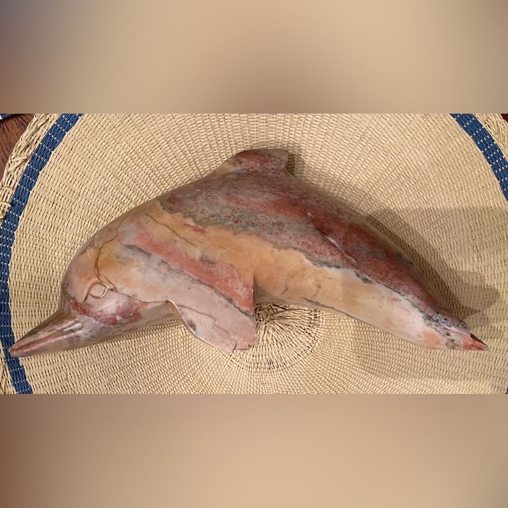 Heavy Carved Dolphin Sculpture- 10” Long Weight; 4.12 POUNDS